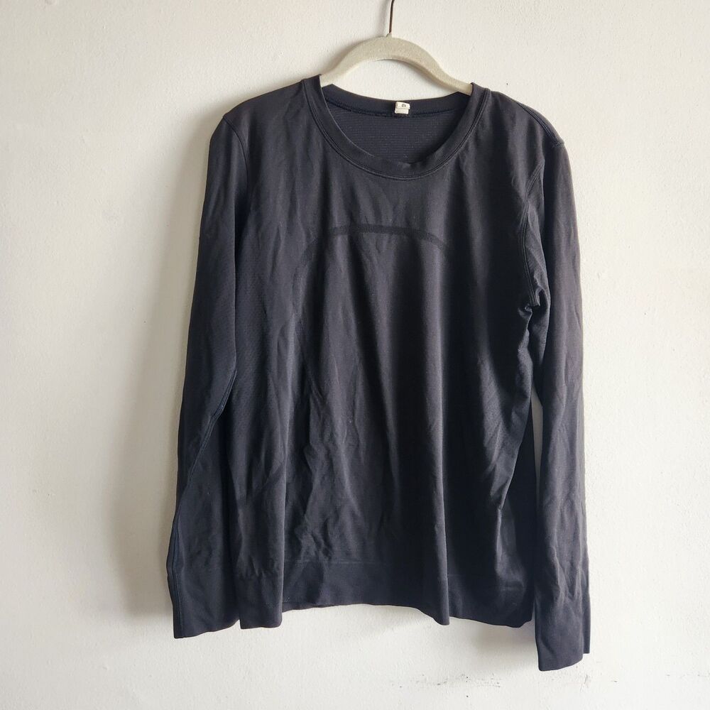 Lululemon Swiftly Breathe Athletic Long Sleeve Shirt Black Sz 8 layers workout